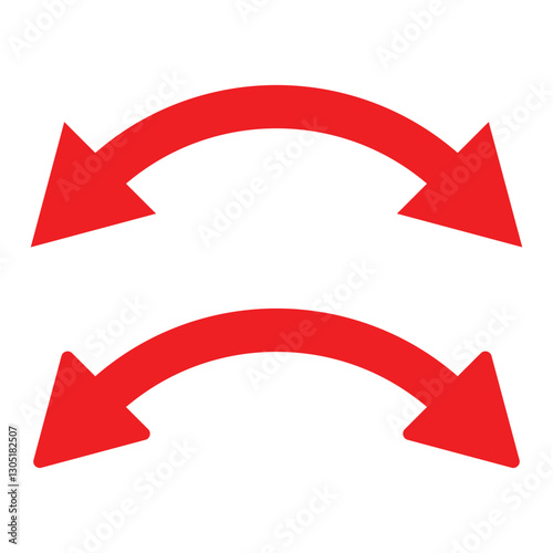 Dual sided arrow icon. Semicircular curved thin, long double ended arrow vector design for website, app and logo design. Vector illustration of duel side arrow set on white background.