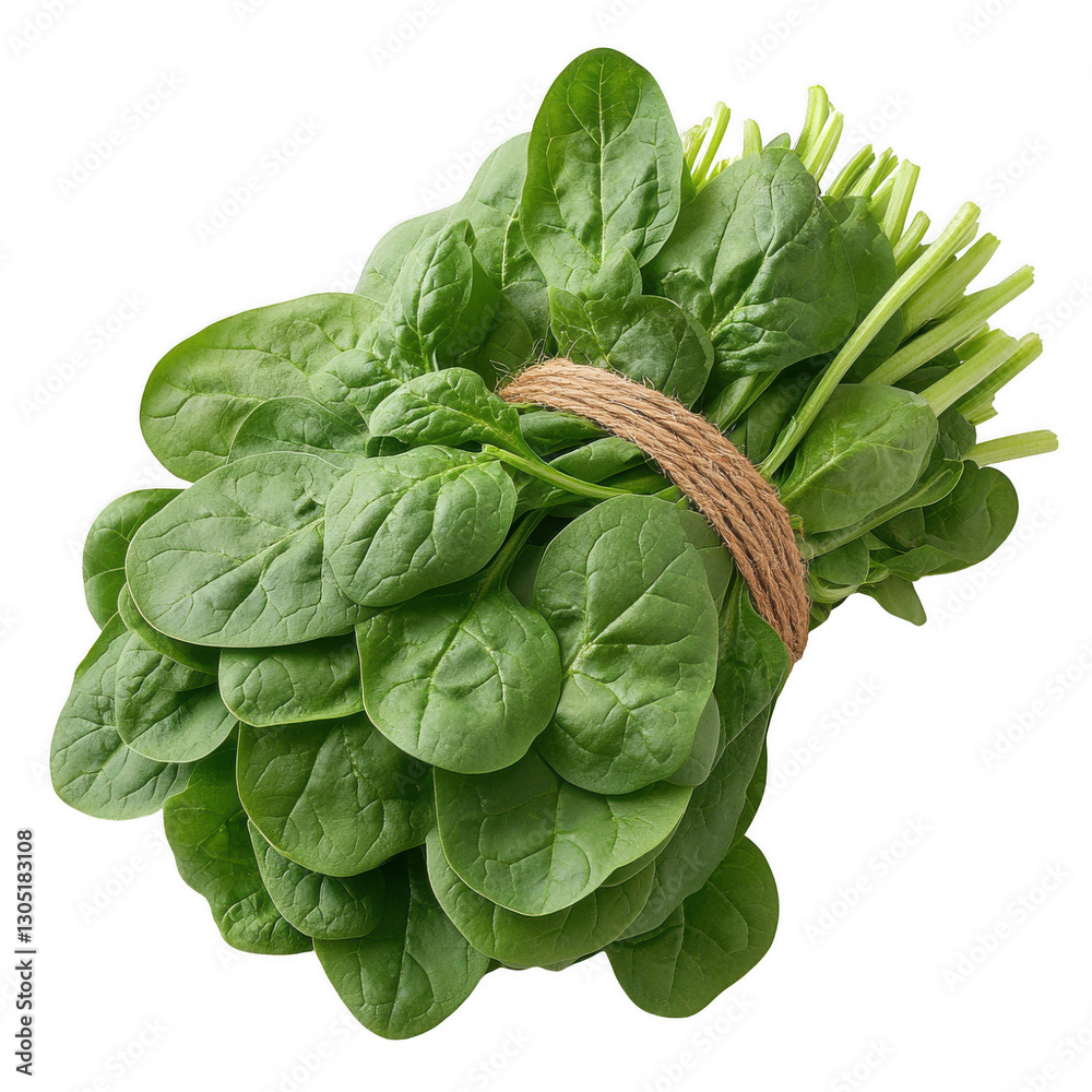 Fresh bunch of bright green spinach leaves isolated on transparent background. Generative ai Fresh bunch of bright green spinach leaves isolated on transparent background. Generative ai