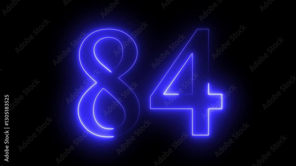 84 text animation by blue color neon on black background. 84 text animation by blue color neon on black background.