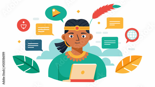 Using natural language processing to study the impact of colonialism on the language and narratives of indigenous literature.. Vector illustration