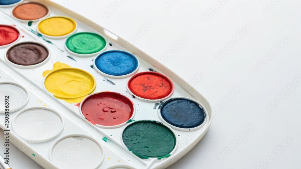 Watercolor Paint Palette on White Background Watercolor Paint Palette on White Background