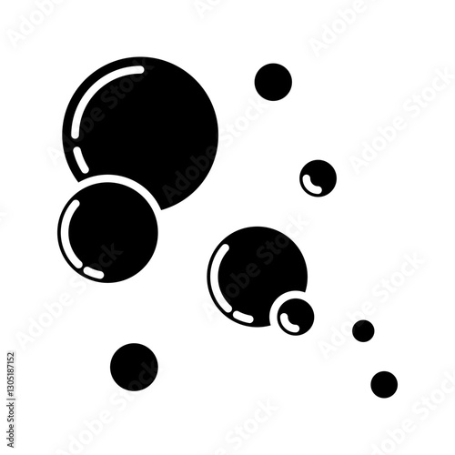 Fizzy Drink, Water Bubble Black and Line Pictogram. Sphere Foam, Aquarium. Clear Soda Drops Line and Silhouette Icon Set. Soap Symbol Collection. Isolated