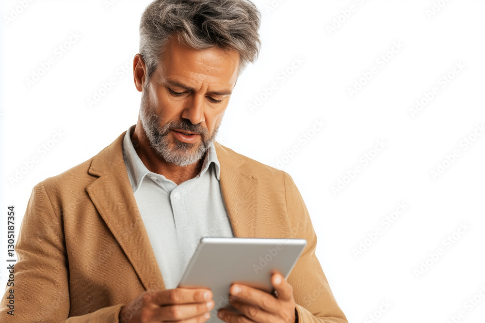Modern office close-up professional engaged with tablet technology Modern office close-up professional engaged with tablet technology