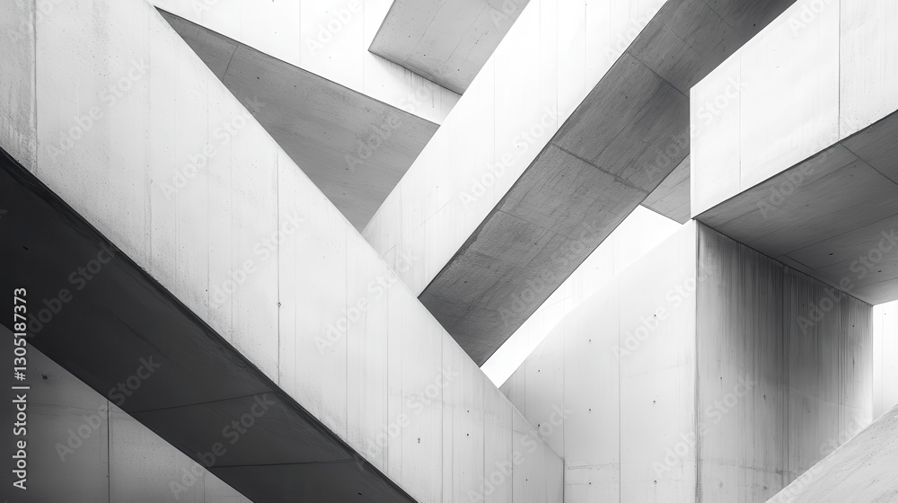 Fototapeta premium Abstract Black and White Concrete Architecture Geometric Lines and Shapes