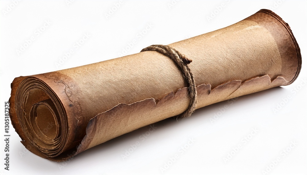 old paper scroll isolated on white background