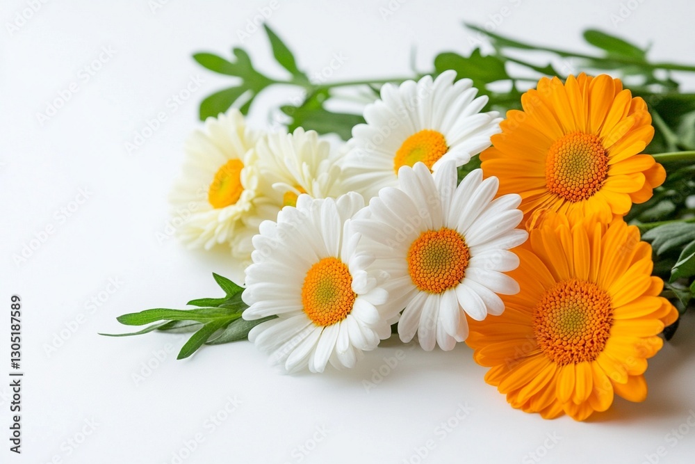 Obraz premium Many different coloring flowers in the summer isolated on white background