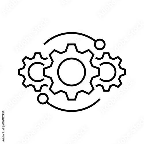 Technology development icon, innovation concept, system integration, software business, technical support, smart solution.