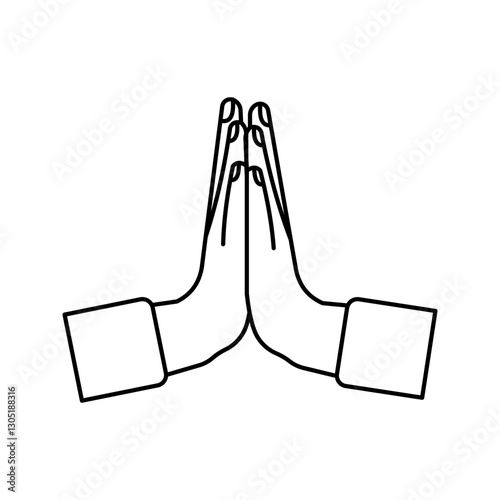 Prayer and Respect Icon. Namaste, Thank You Emoji. Folded Hands Sign for Gratitude. Vector icon