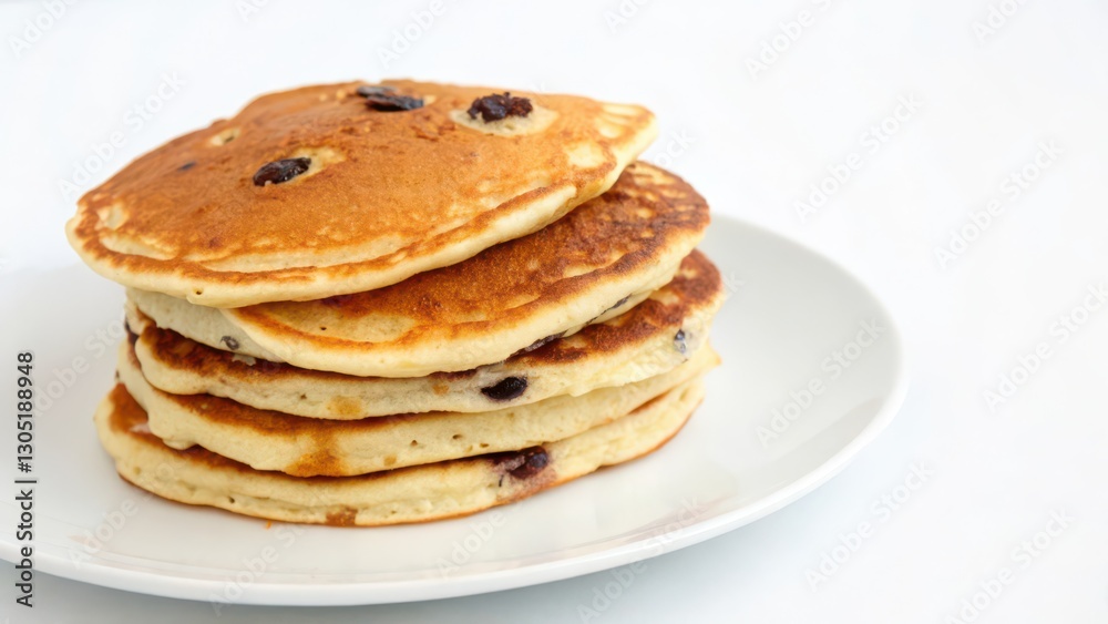 Stack of Blueberry Pancakes on White Plate Stack of Blueberry Pancakes on White Plate