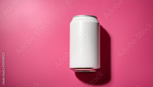 white can with pink background
