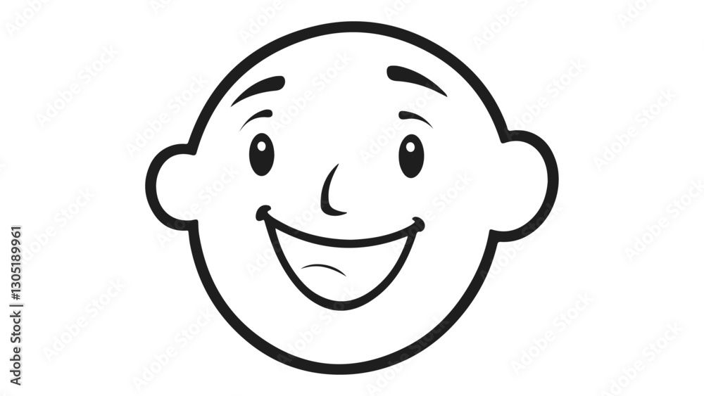 happy smiling face of a bald child vector outline illustration happy smiling face of a bald child vector outline illustration