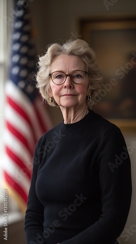 Elder Woman Posing, Office Portrait