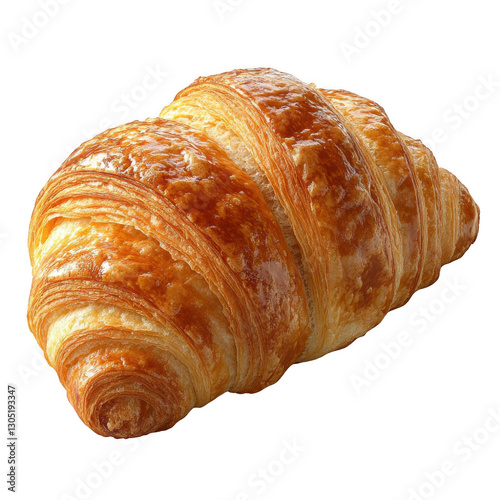 Fresh croissant with flaky golden-brown crust isolated on transparent background. Generative AI photo