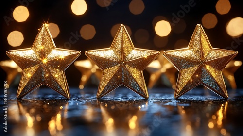 Golden Stars Shine, Dark Background