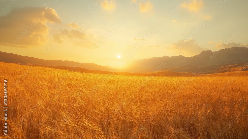 A golden wheat field stretching to the horizon
