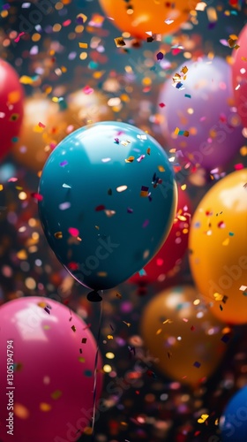 Colorful Balloons Filled With Confetti Brighten a Festive Celebration Atmosphere