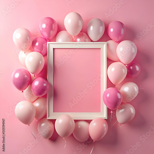 Pink Balloons Frame Mockup for Party Decor