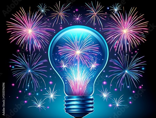 Fireworks Exploding Inside Lightbulb