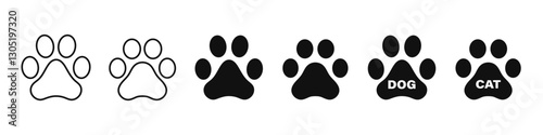 Paw print. Pet paw icon. Dog and cat paw. Vector.