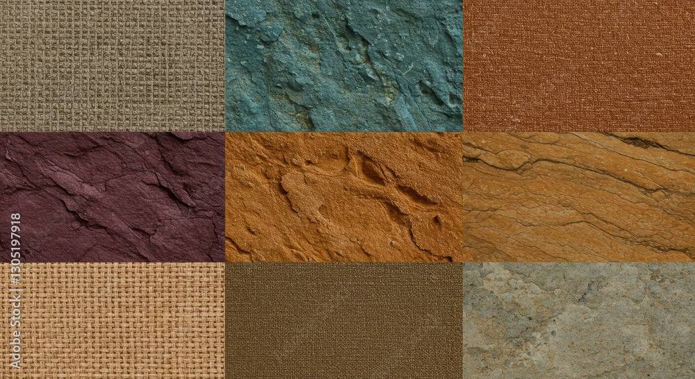Fototapeta premium Textures Collage: A captivating collage of textures showcasing a variety of surfaces and materials, creating an intriguing visual study. 