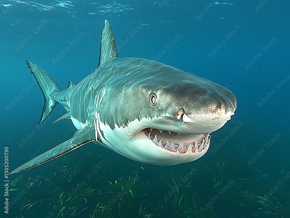 Naklejka premium Great white shark underwater ocean