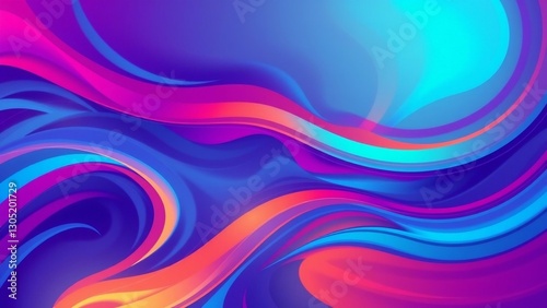 Vibrant Abstract Colorful Waves Digital Art
