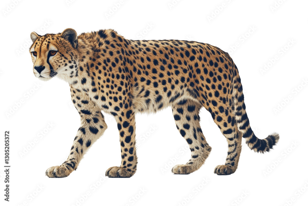 Obraz premium Male cheetah in desert terrain isolated on transparent background png