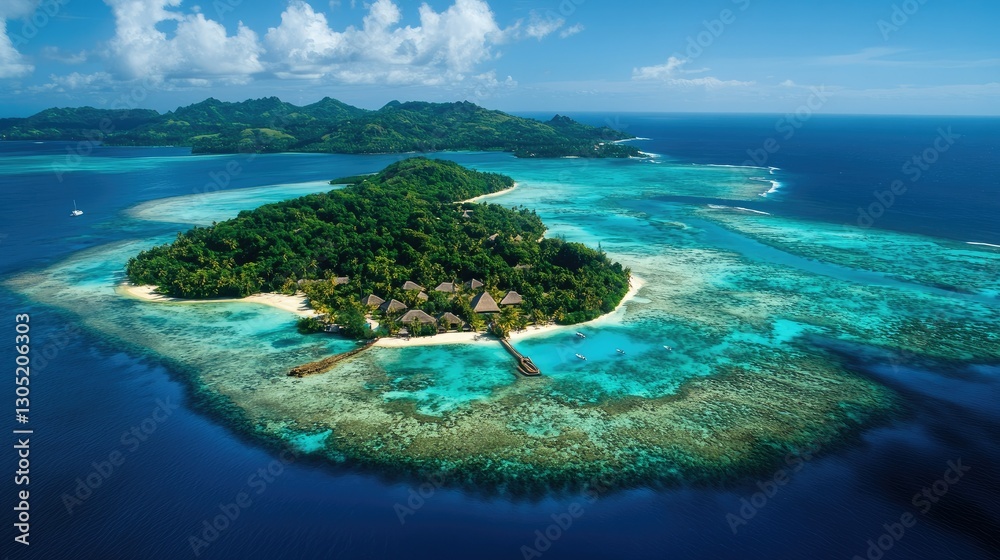 Fototapeta premium A scenic aerial view of a tropical island paradise