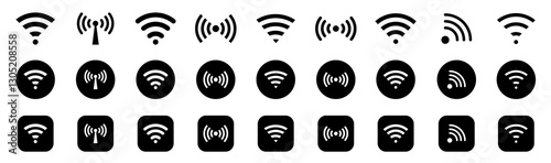 wifi symbol set. Network signs. wi-fi icon sign for remote internet access. Wireless and wifi icon. Vector illustration