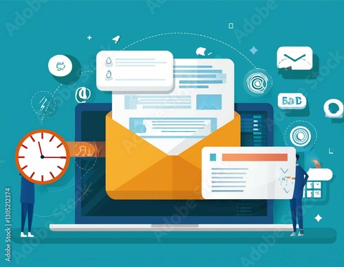 email and sms marketing concept scheme of direct sales in business list of clients for mailing newsletter concept