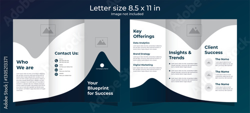 Trifold brochure for corporate in dark blue gradient color