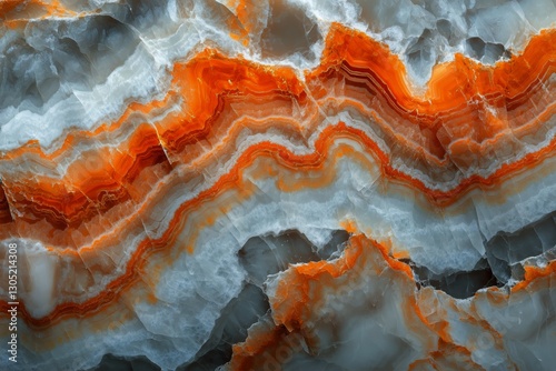 Abstract Patterns of Orange and Gray Hues in Natural Stone During Daytime Light