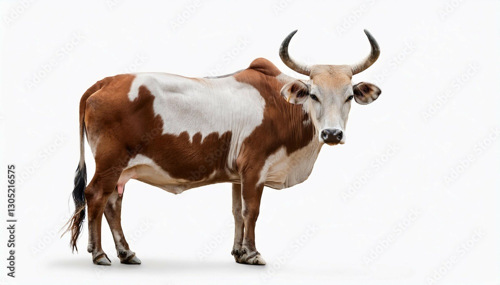a stunning zebu cow stands alone against a white backdrop a stunning zebu cow stands alone against a white backdrop