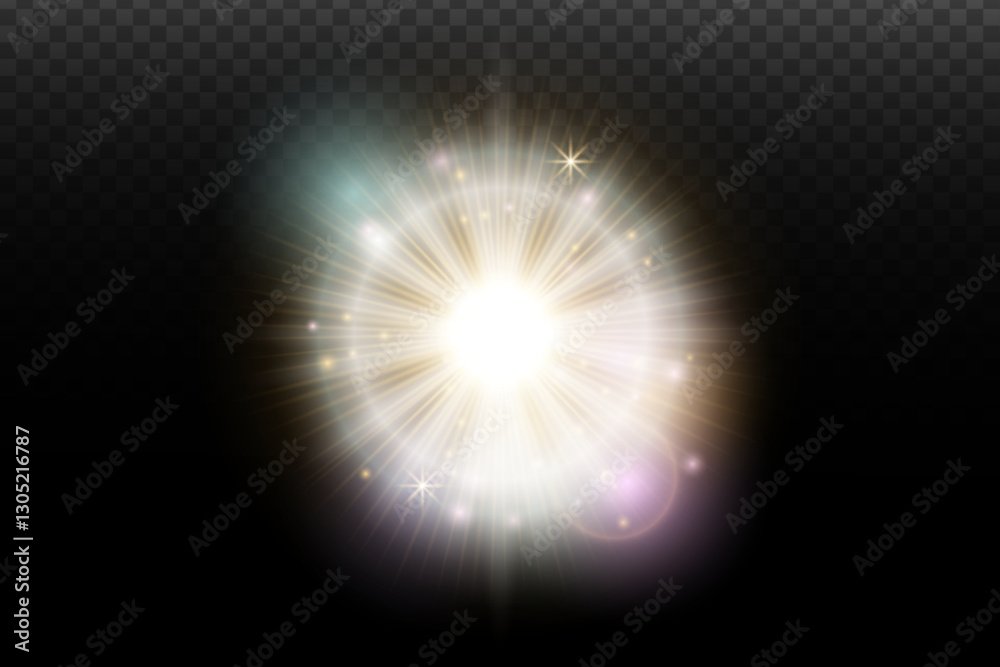 Light flash effect with flares and glow on a transparent background. Magical glow, shining light, star, optical flares for design, photomontage, New Year, and festive projects. Light flash effect with flares and glow on a transparent background. Magical glow, shining light, star, optical flares for design, photomontage, New Year, and festive projects.