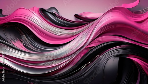dynamic abstract design featuring streaks of pink silver and black in a gradient pattern during the evening