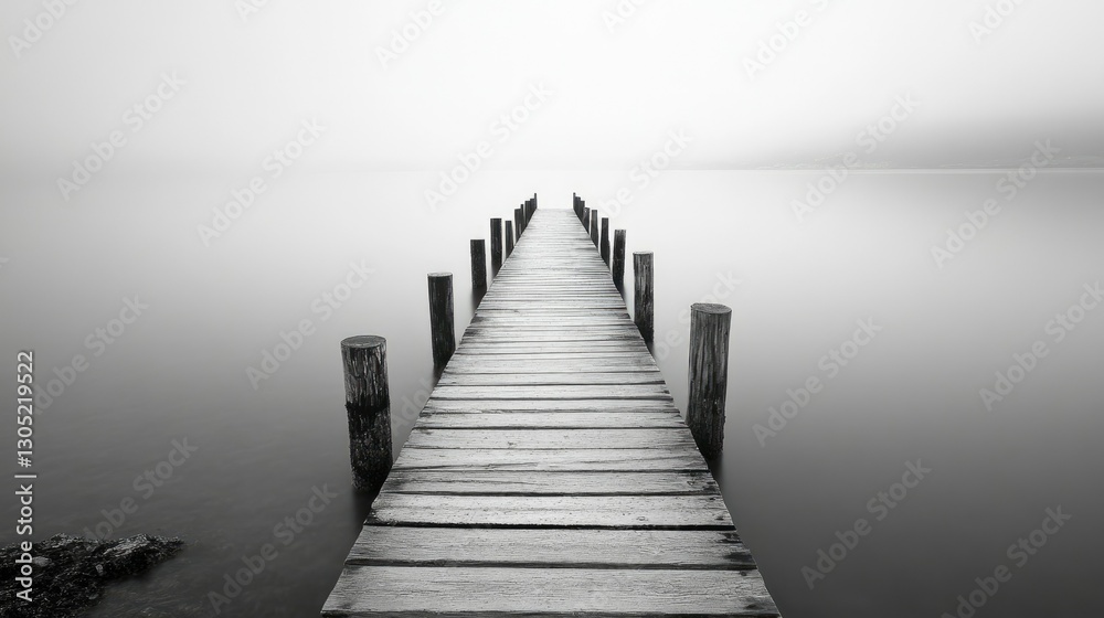 Obraz premium A wooden pier stretching over a calm lake