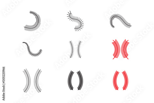 Baseball stitches icon. vector illustrator. black and red stiches icon.