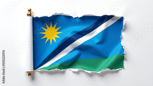 lone nauru flag partially torn paper