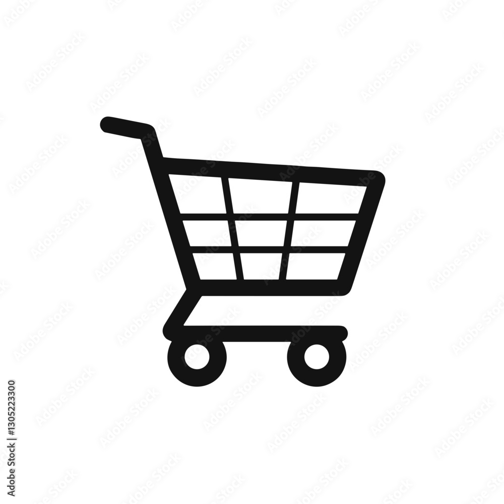 Minimalist shopping cart icon in black Minimalist shopping cart icon in black