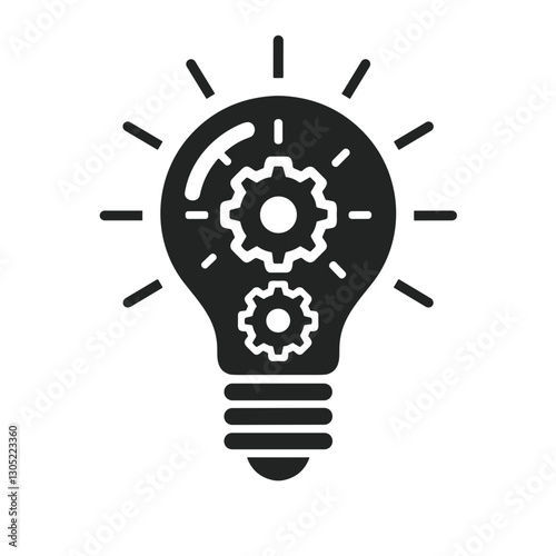 Light bulb with gears inside representing innovation and technology