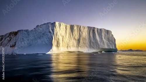 Wallpaper Mural Massive Iceberg at Sunset Reflecting Golden Light on Dark Water Torontodigital.ca