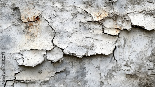 Close Up Weathered Grey and White Cracked Paint Wall Texture