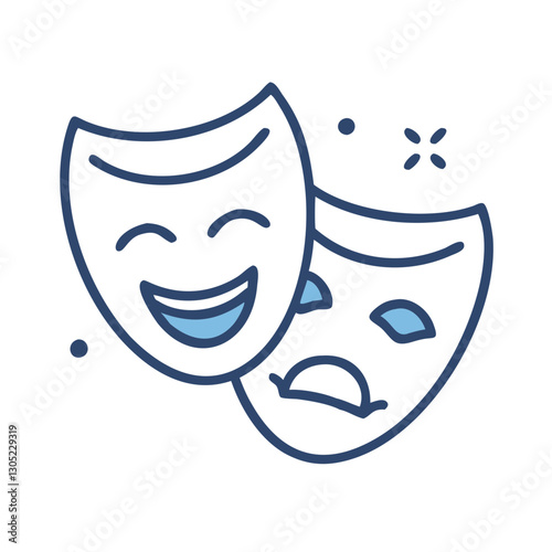 International Youth Day Theater masks for drama and performance, line icon