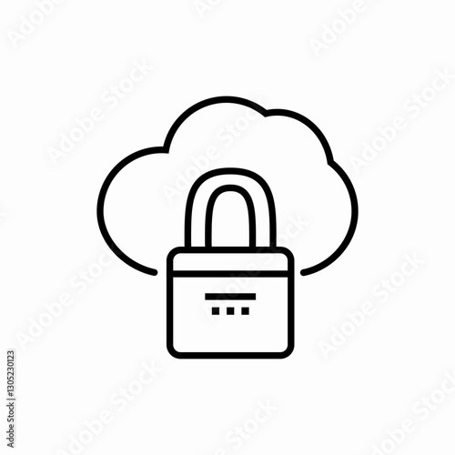 Cloud security protection icon vector sign