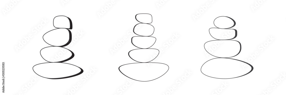 Silhouette of balancing stone icon, vector symbol. Zen stones isolated on white background. Balancing stone icons, vector set. Vector illustration. Silhouette of balancing stone icon, vector symbol. Zen stones isolated on white background. Balancing stone icons, vector set. Vector illustration.