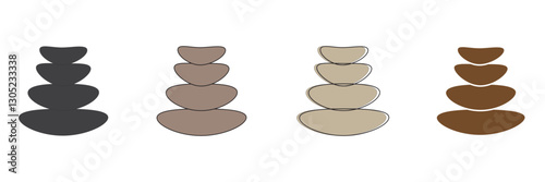 Balancing stone icons set. Set of different stones balancing on top of each other creating zen atmosphere, perfect illustration for relaxation or meditation