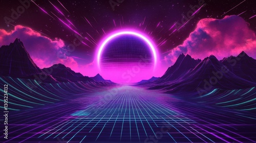 Wallpaper showing a surreal vortex with glitchy purple and cyan sci-fi effects