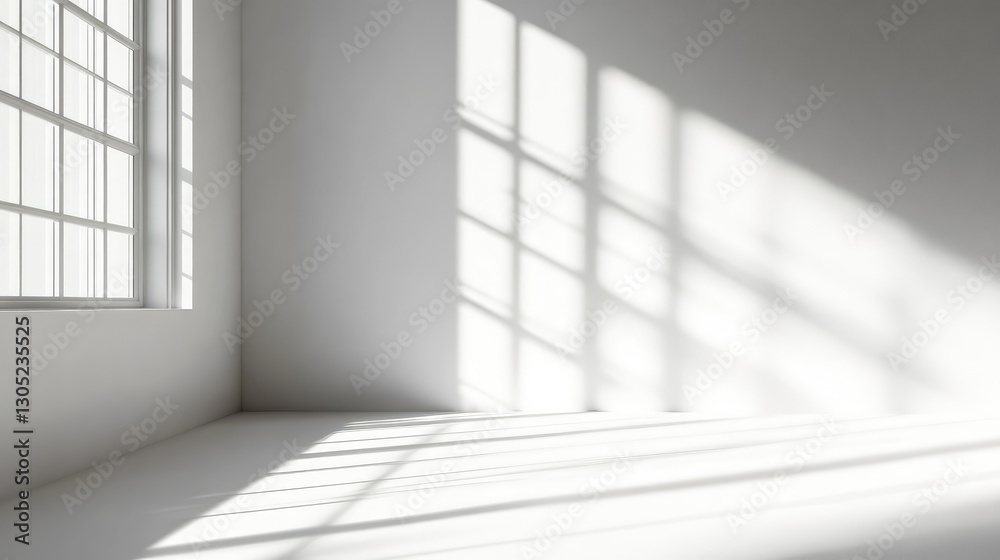 Bright and Airy Interior Space Illuminated by Natural Light with Soft Shadows from Window Panes Creating a Tranquil and Minimalistic Ambiance for Contemporary Design Bright and Airy Interior Space Illuminated by Natural Light with Soft Shadows from Window Panes Creating a Tranquil and Minimalistic Ambiance for Contemporary Design