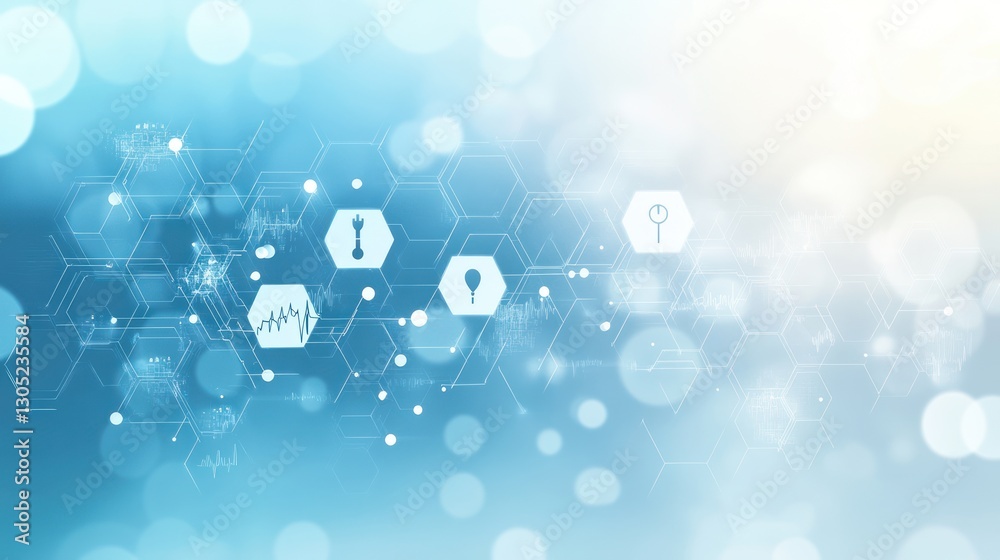Abstract medical technology background, connected icons, data analysis Abstract medical technology background, connected icons, data analysis