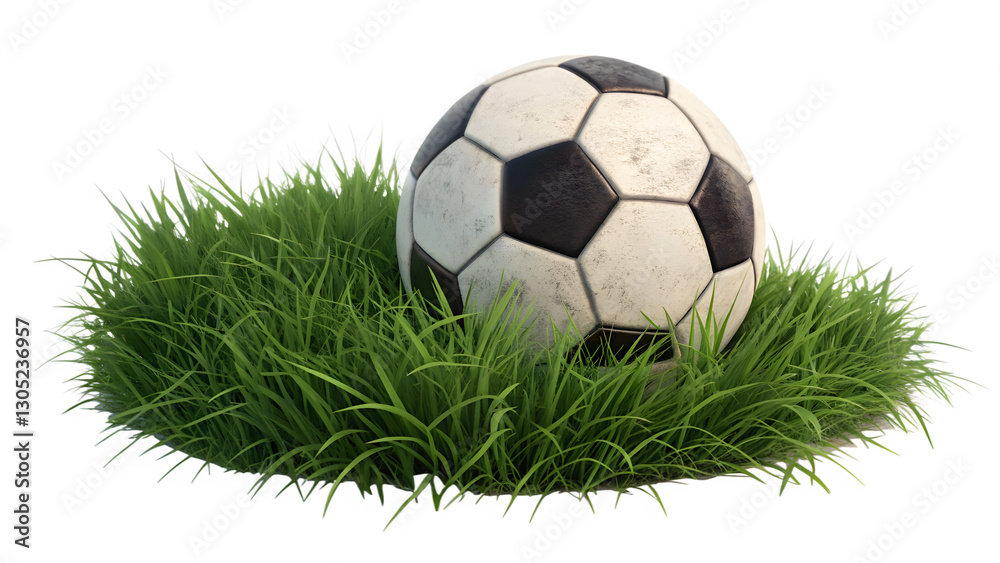 Obraz premium soccer ball on grass cutout isolated on white background